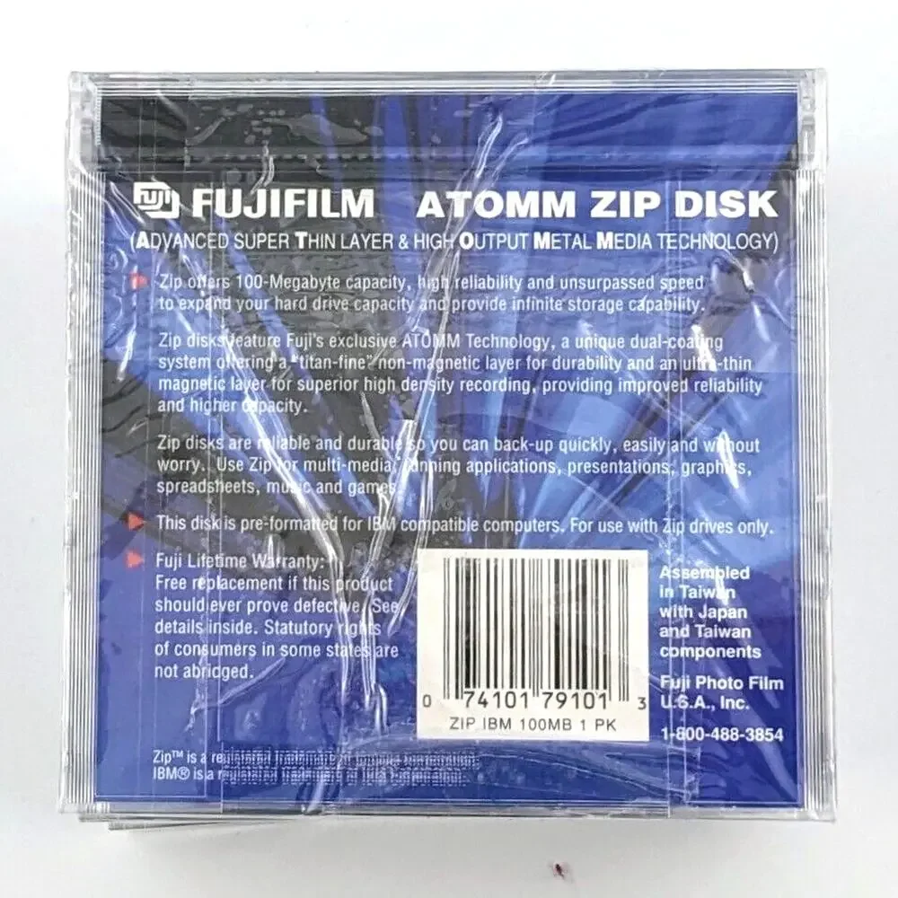 Lot of 6 Fujifilm 100MB iOmega Zip Disks IBM Formatted NEW SEALED